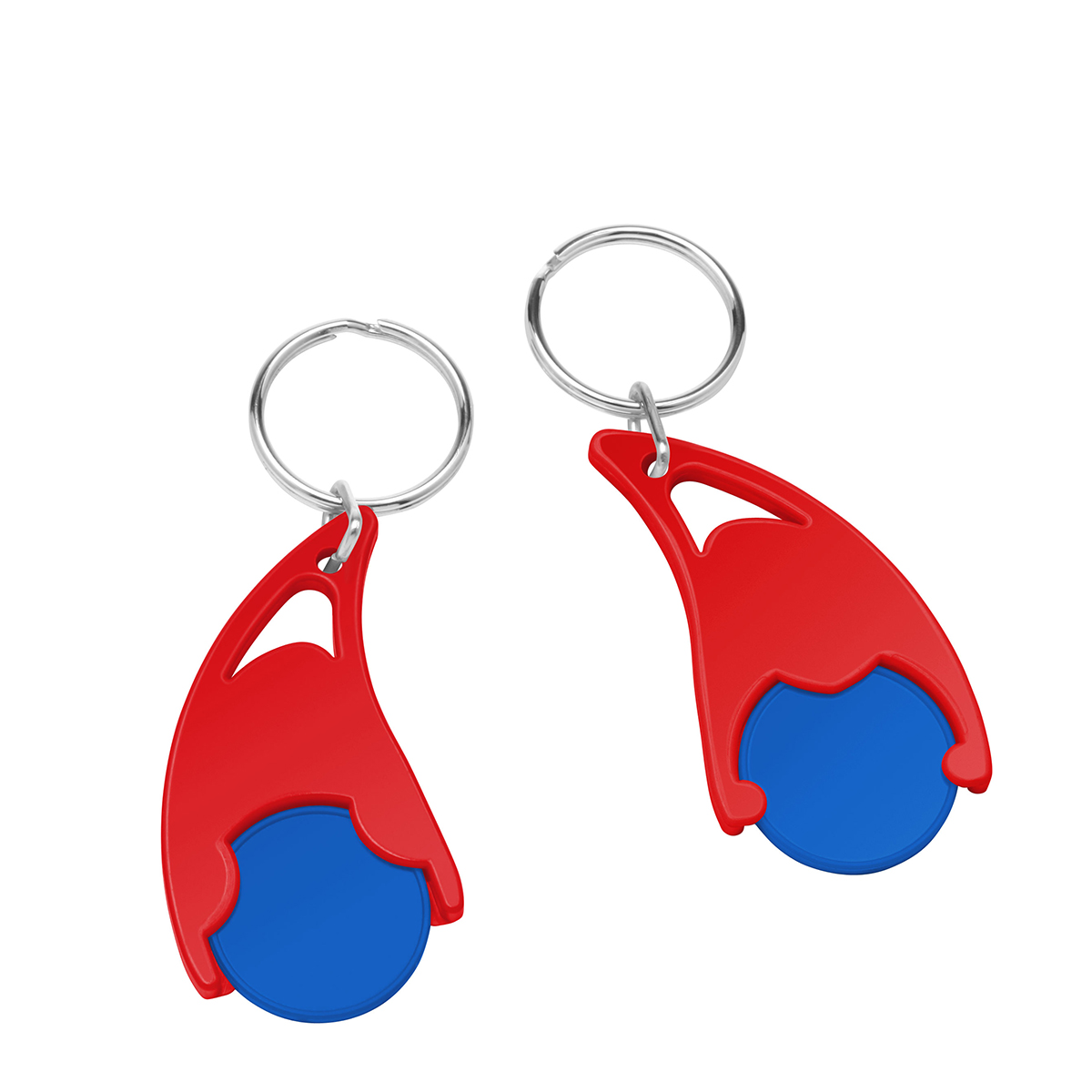 Chiphalter mit 1€-Chip "Epsilon", Chip blau, Chiphalter rot