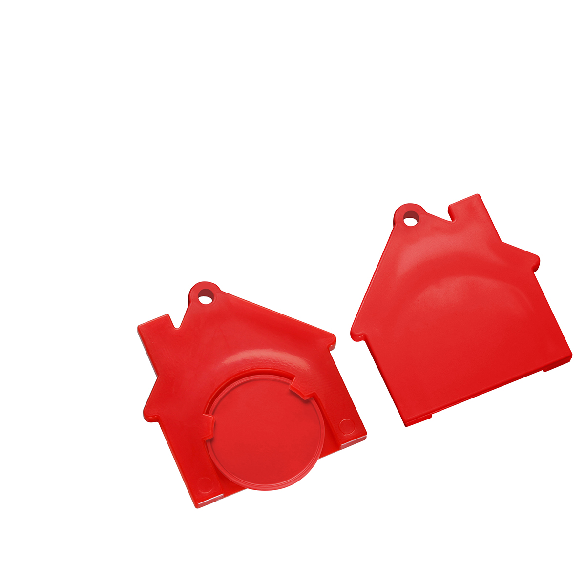 Chiphalter mit 1€-Chip "Haus", Chip rot, Chiphalter rot