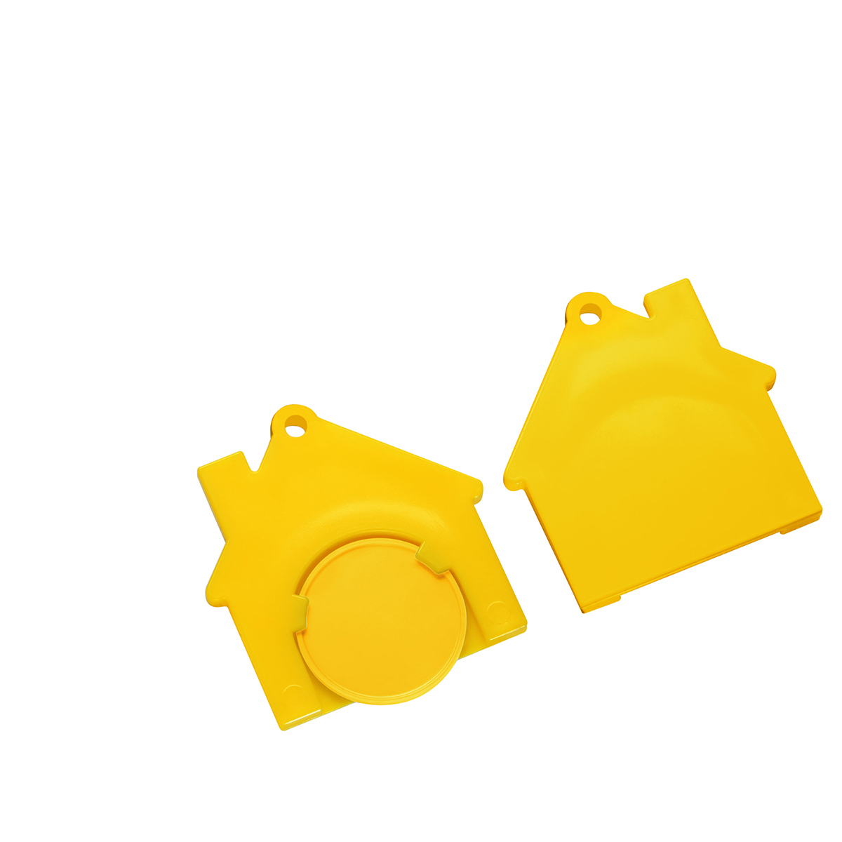 Chiphalter mit 1€-Chip "Haus", Chip gelb, Chiphalter gelb