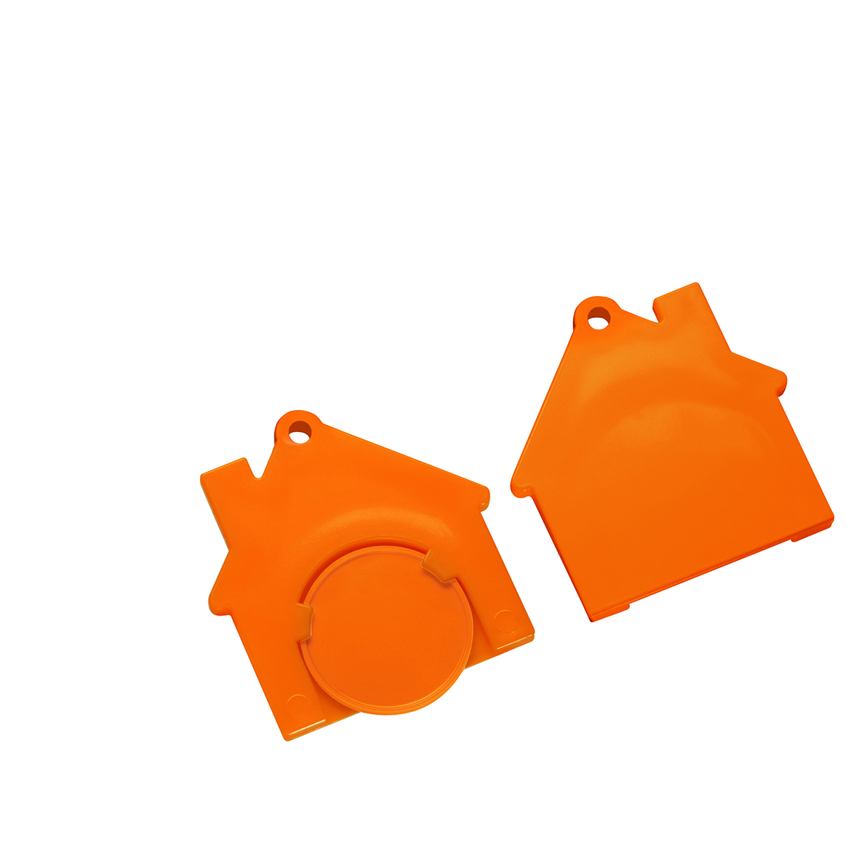 Chiphalter mit 1€-Chip "Haus", Chip orange, Chiphalter orange