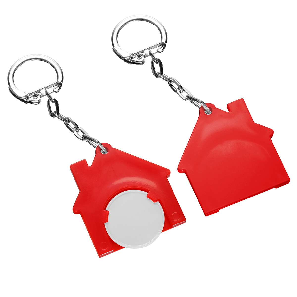 Chiphalter mit 1€-Chip "Haus", Chip weiß, Chiphalter rot