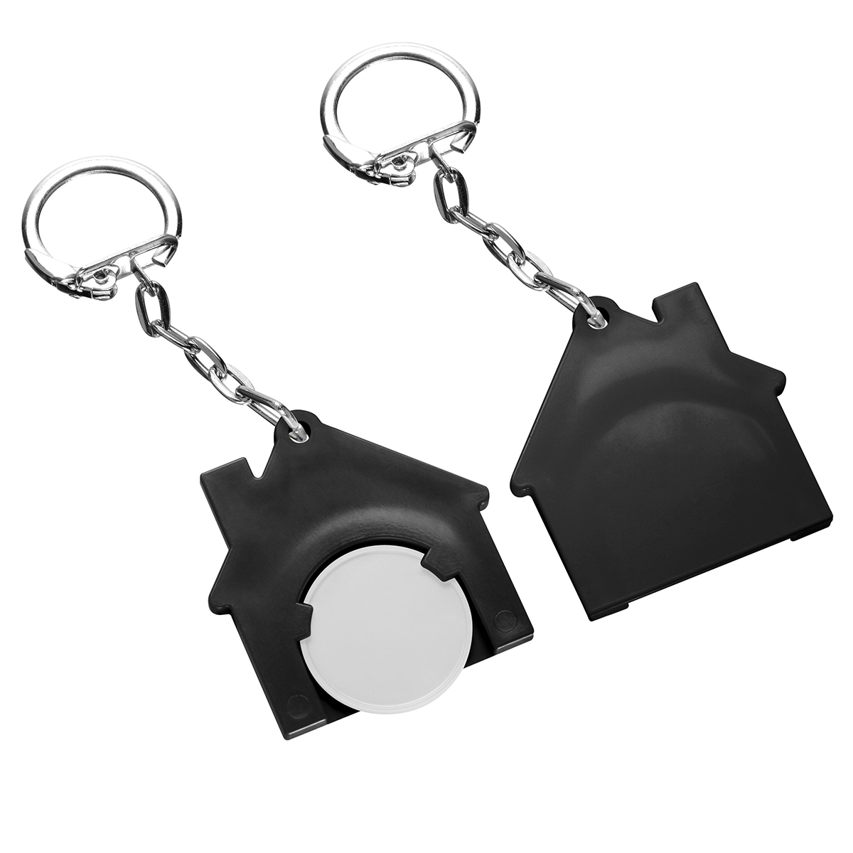 Chiphalter mit 1€-Chip "Haus", Chip weiß, Chiphalter schwarz