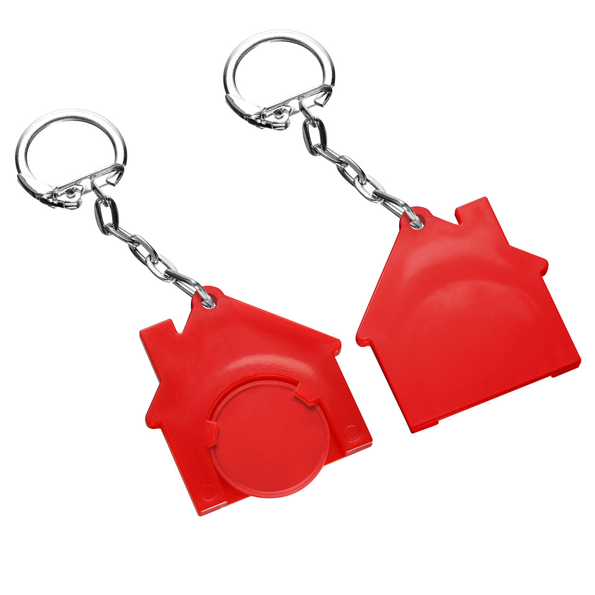 Chiphalter mit 1€-Chip "Haus", Chip rot, Chiphalter rot