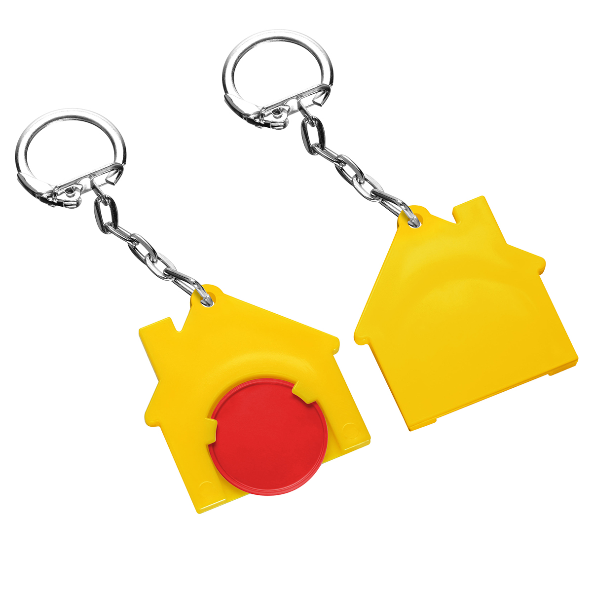 Chiphalter mit 1€-Chip "Haus", Chip rot, Chiphalter gelb