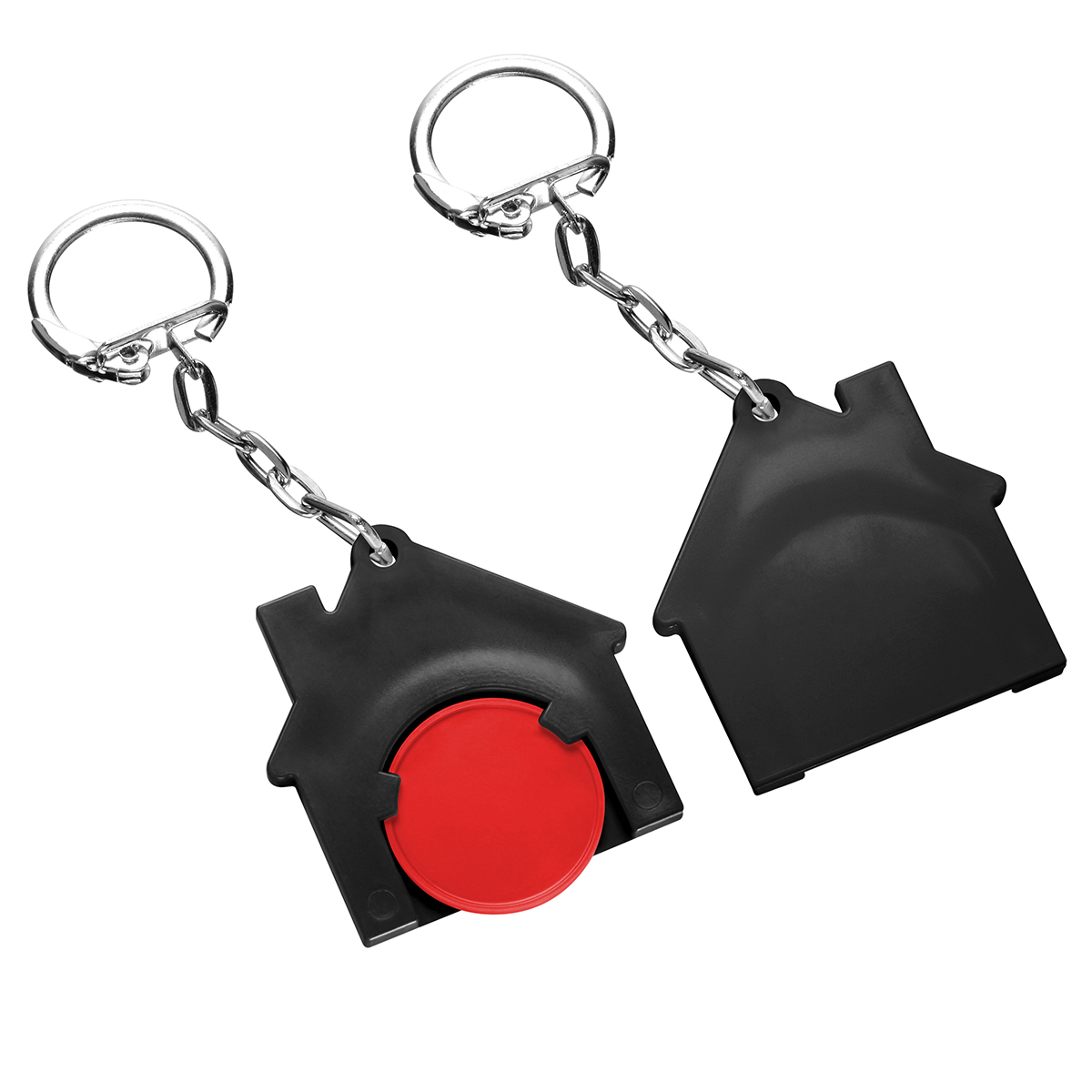 Chiphalter mit 1€-Chip "Haus", Chip rot, Chiphalter schwarz