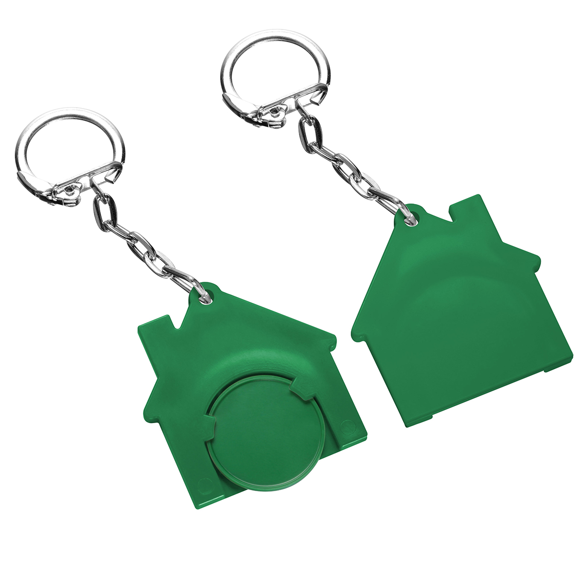 Chiphalter mit 1€-Chip "Haus", Chip grün, Chiphalter grün