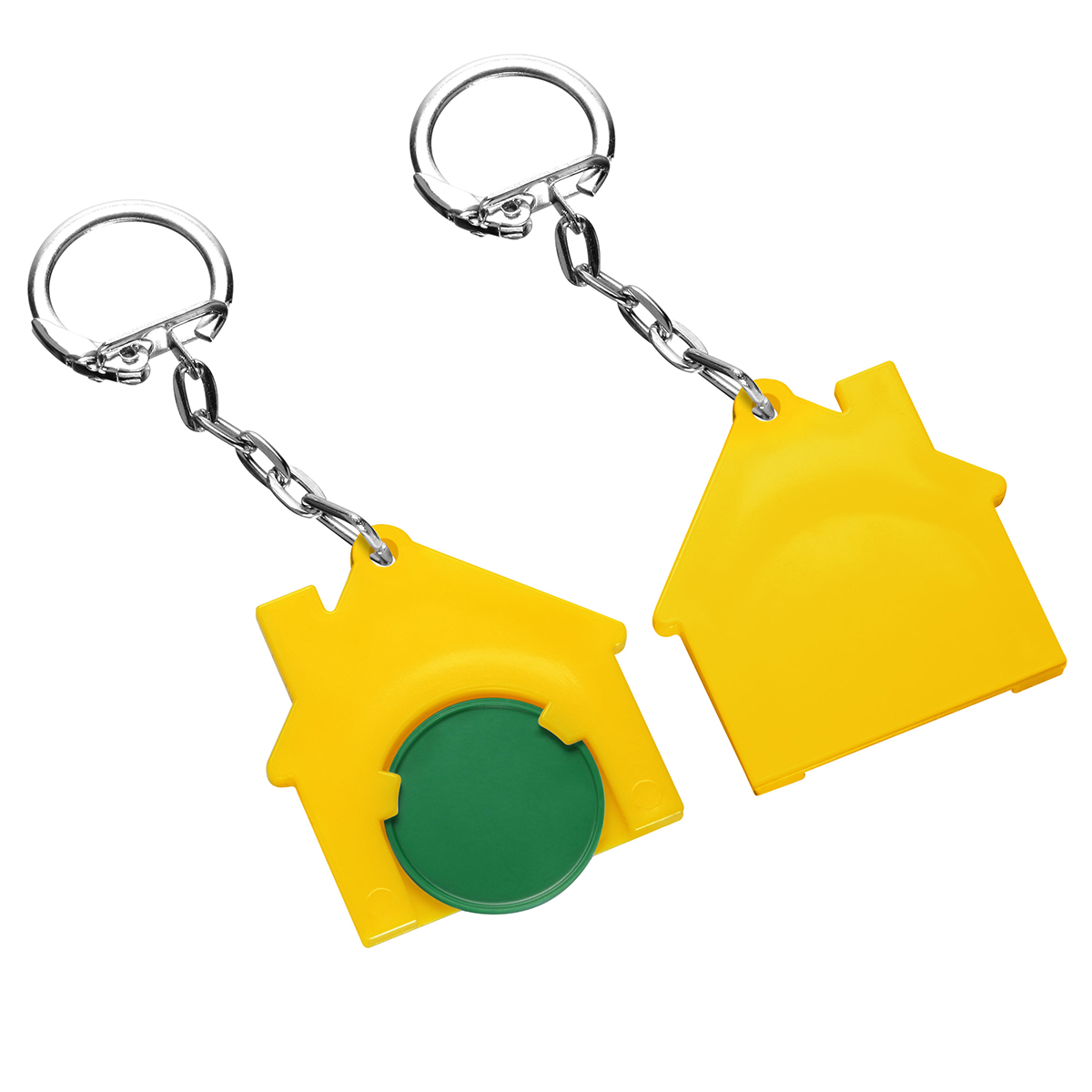 Chiphalter mit 1€-Chip "Haus", Chip grün, Chiphalter gelb