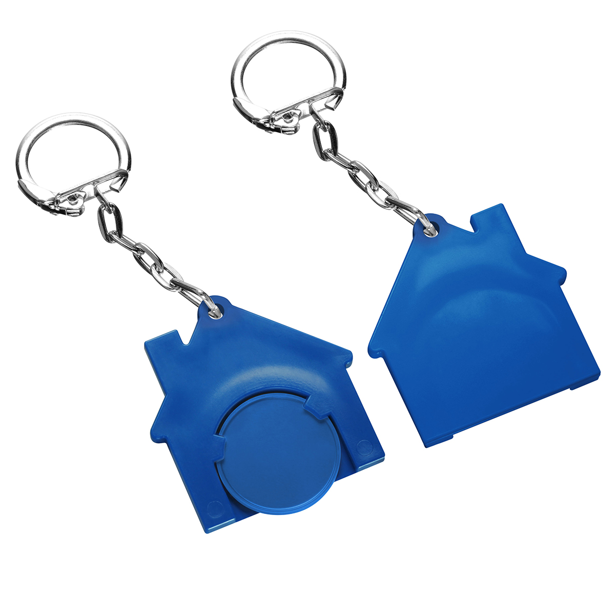 Chiphalter mit 1€-Chip "Haus", Chip blau, Chiphalter blau