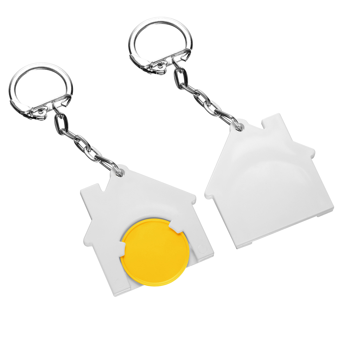 Chiphalter mit 1€-Chip "Haus", Chip gelb, Chiphalter weiß