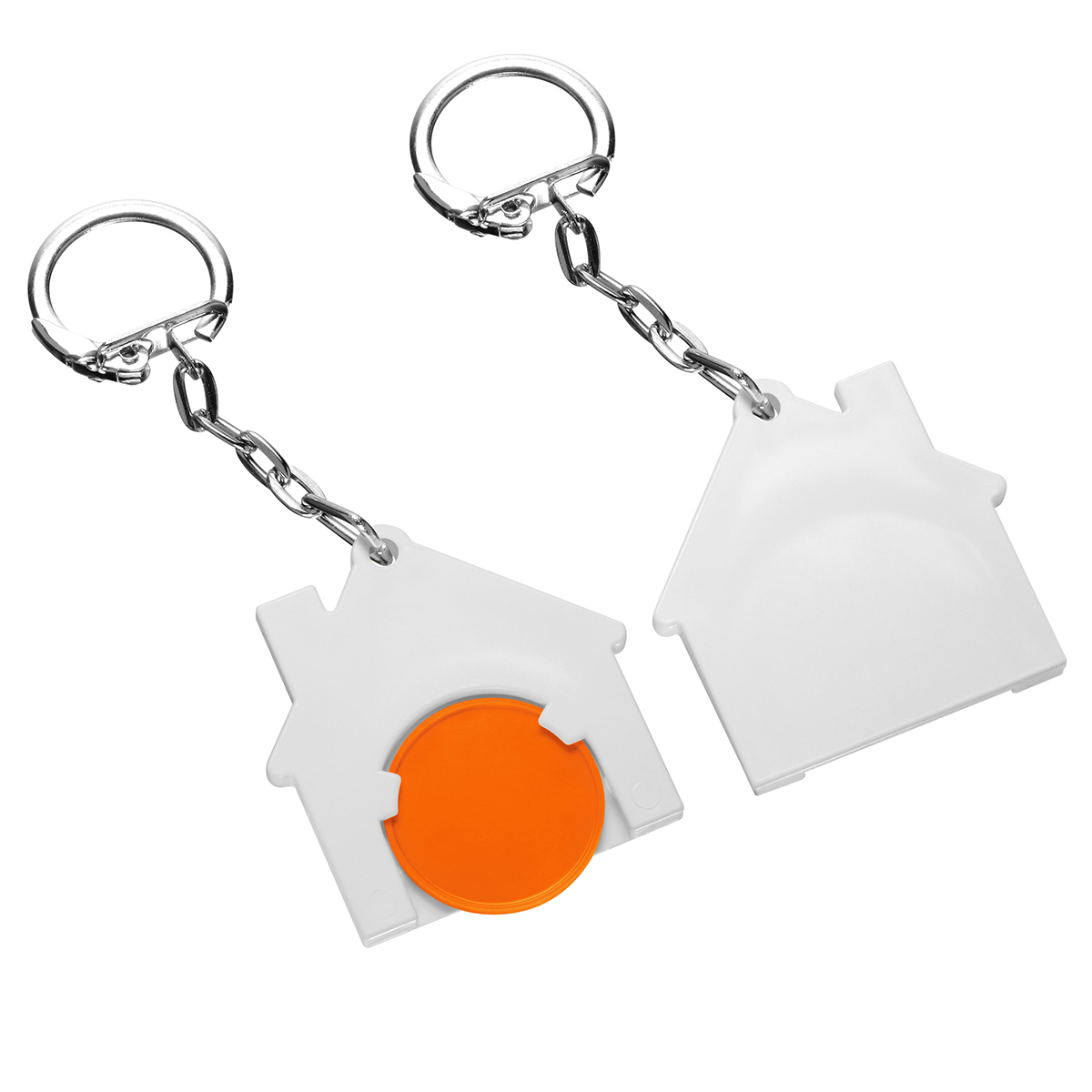 Chiphalter mit 1€-Chip "Haus", Chip orange, Chiphalter weiß