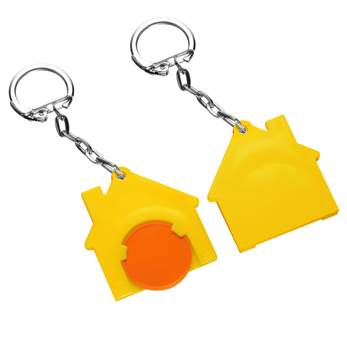 Chiphalter mit 1€-Chip "Haus", Chip orange, Chiphalter gelb