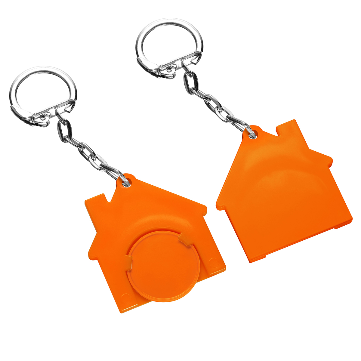 Chiphalter mit 1€-Chip "Haus", Chip orange, Chiphalter orange