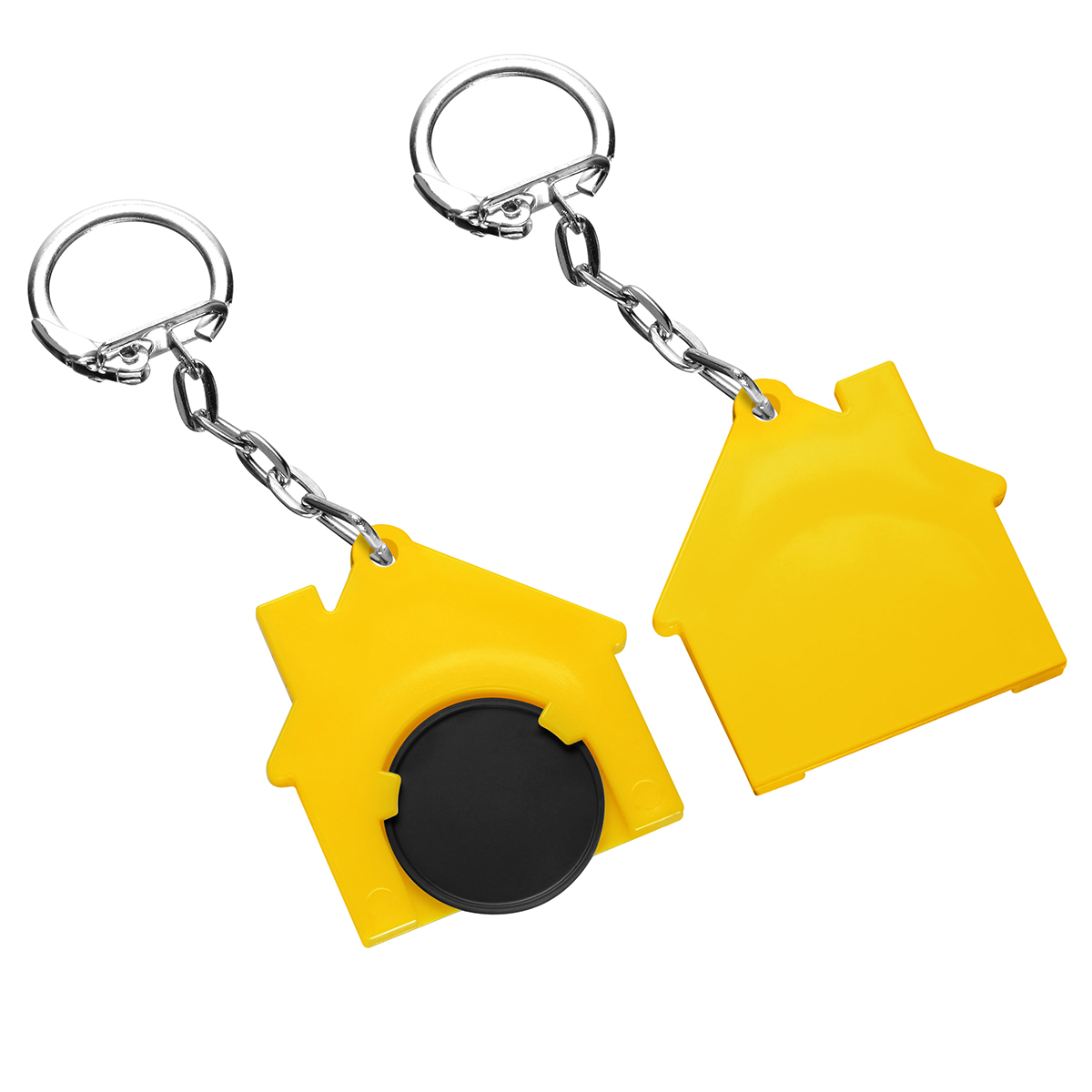 Chiphalter mit 1€-Chip "Haus", Chip schwarz, Chiphalter gelb