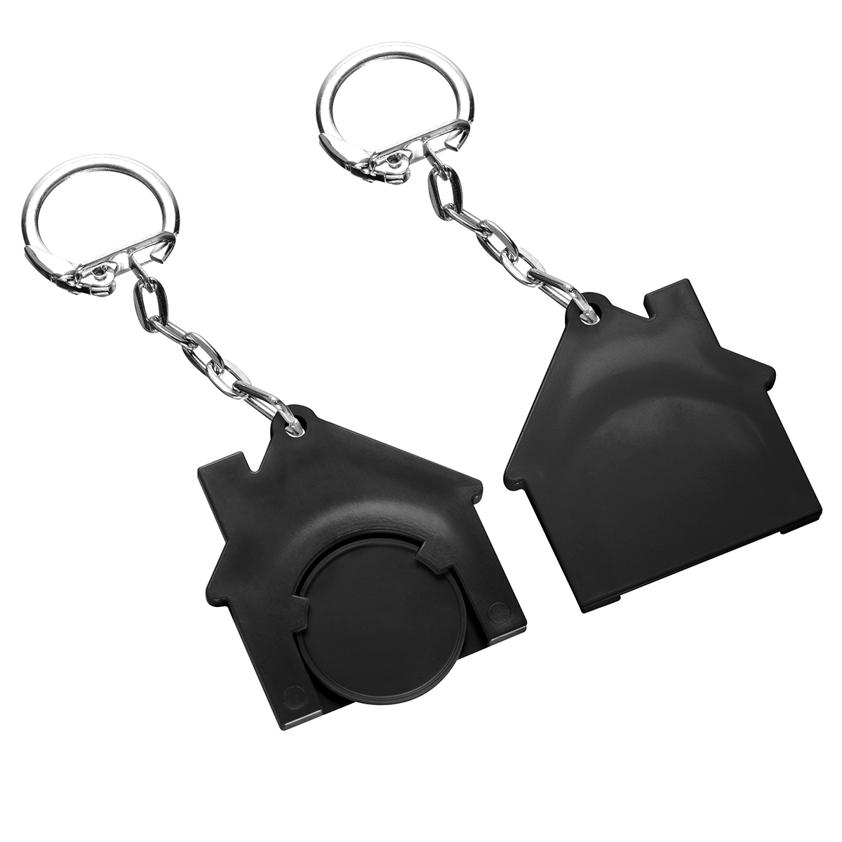 Chiphalter mit 1€-Chip "Haus", Chip schwarz, Chiphalter schwarz