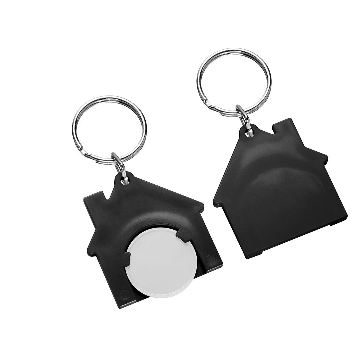 Chiphalter mit 1€-Chip "Haus", Chip weiß, Chiphalter schwarz