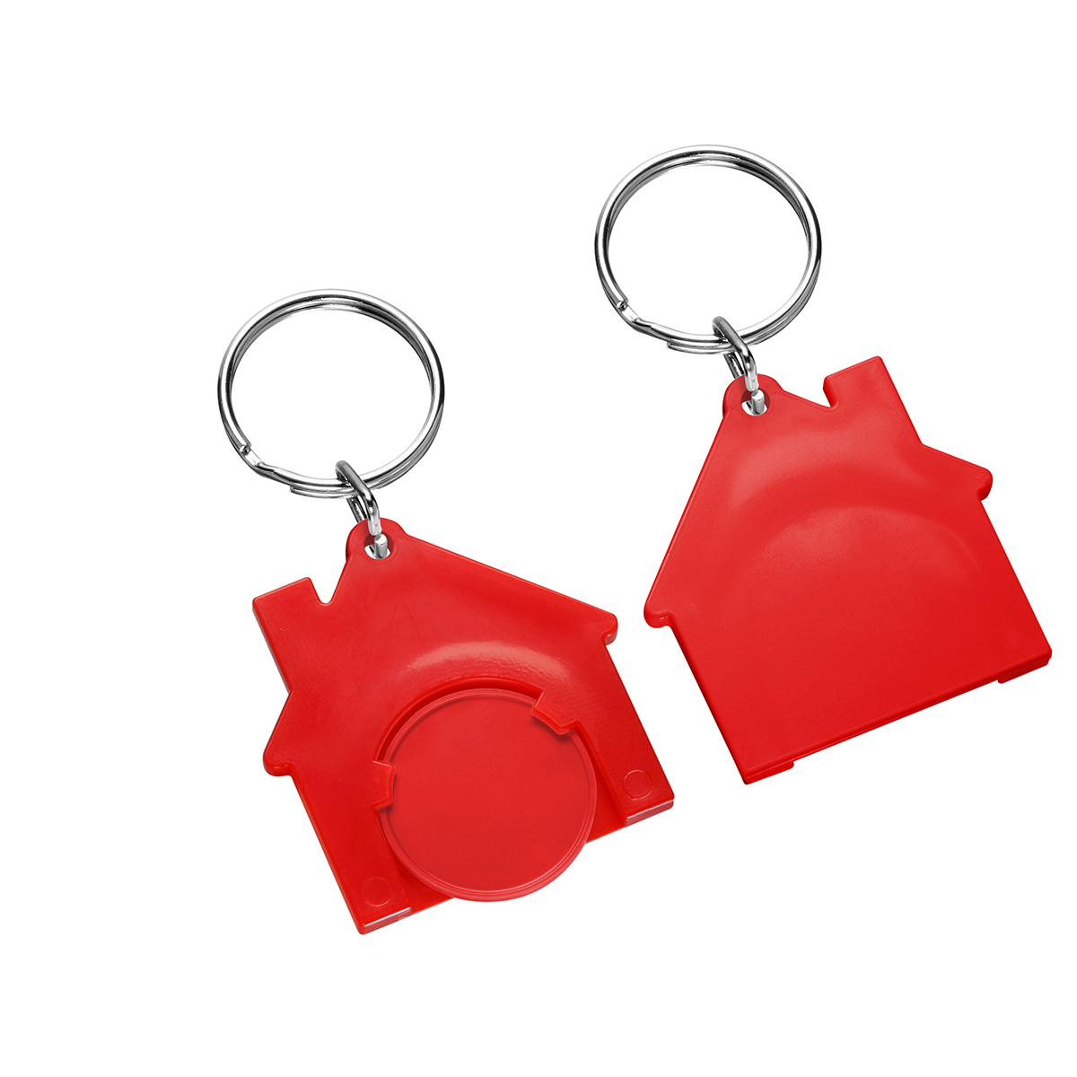 Chiphalter mit 1€-Chip "Haus", Chip rot, Chiphalter rot