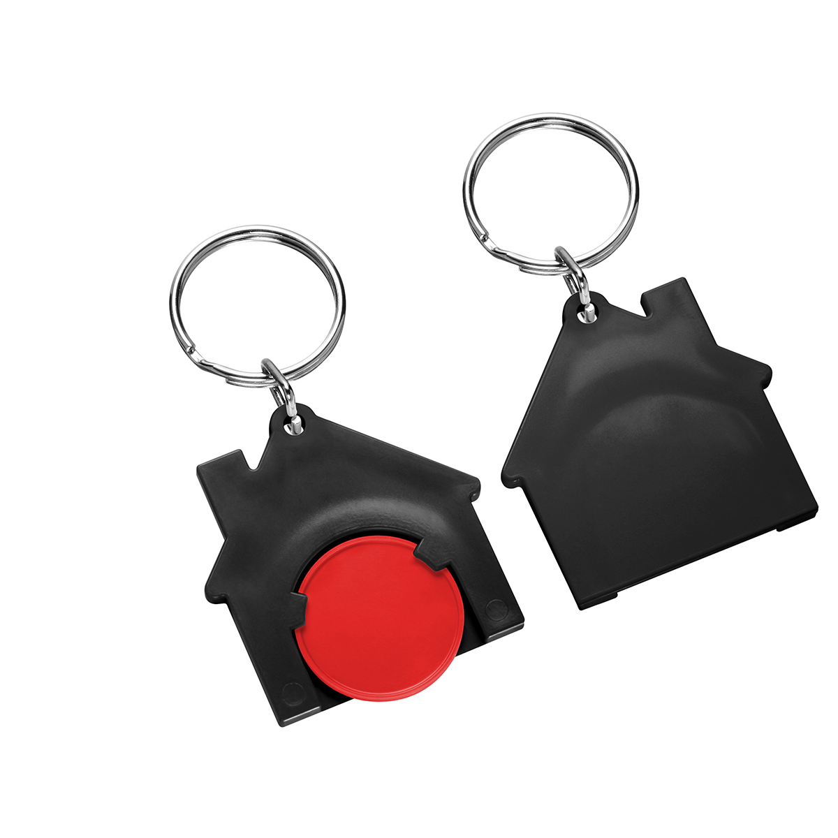 Chiphalter mit 1€-Chip "Haus", Chip rot, Chiphalter schwarz