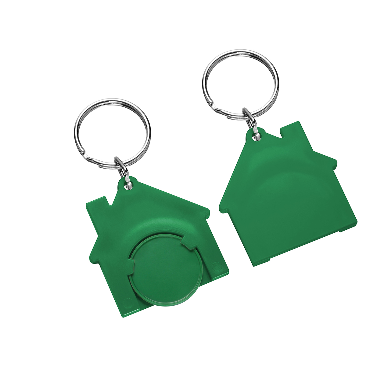 Chiphalter mit 1€-Chip "Haus", Chip grün, Chiphalter grün