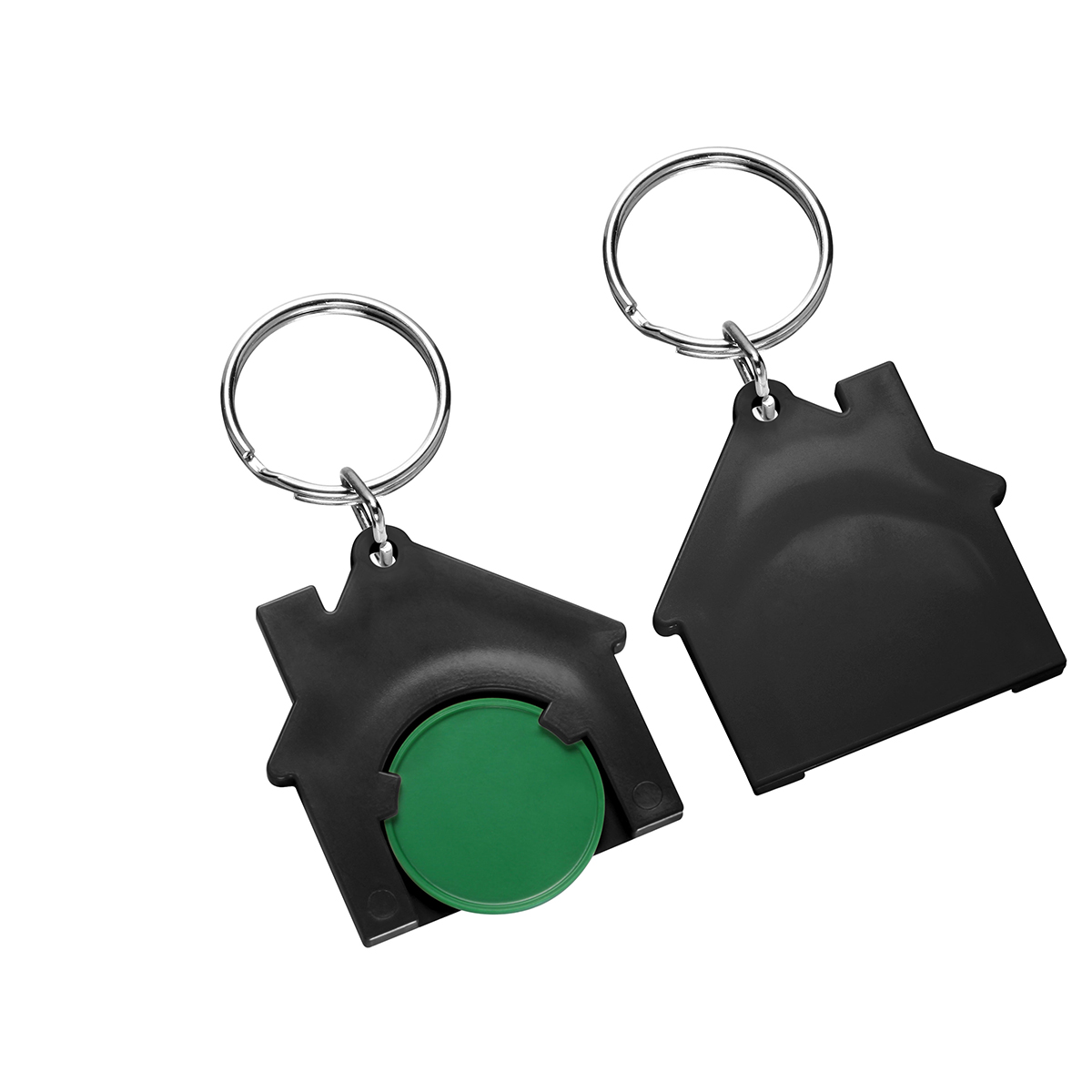 Chiphalter mit 1€-Chip "Haus", Chip grün, Chiphalter schwarz