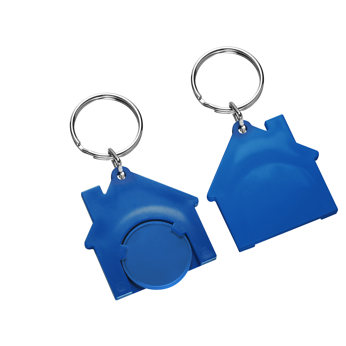 Chiphalter mit 1€-Chip "Haus", Chip blau, Chiphalter blau