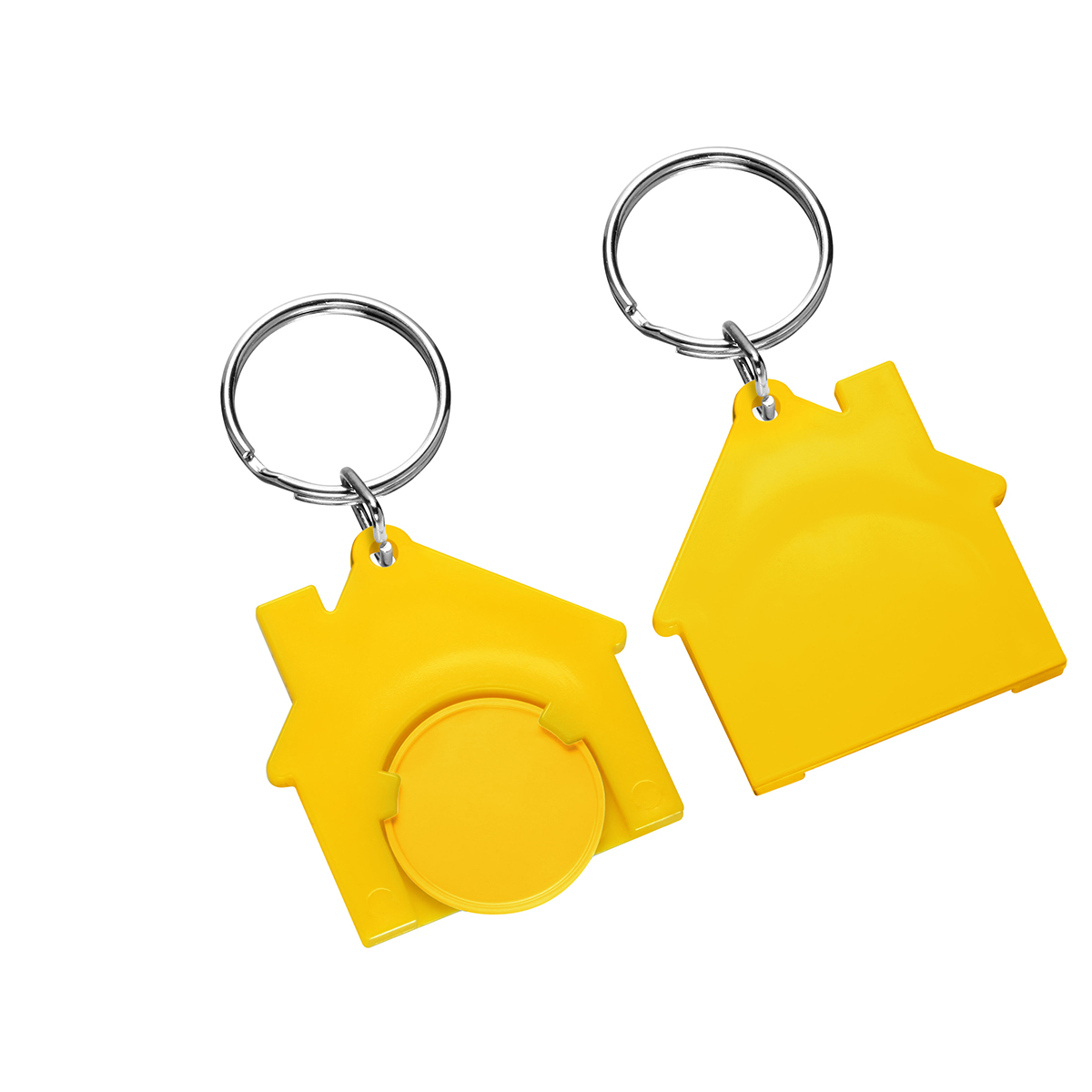 Chiphalter mit 1€-Chip "Haus", Chip gelb, Chiphalter gelb