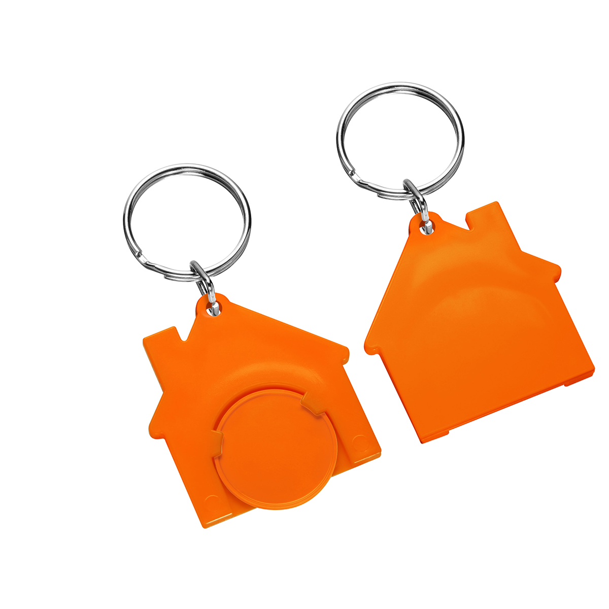 Chiphalter mit 1€-Chip "Haus", Chip orange, Chiphalter orange