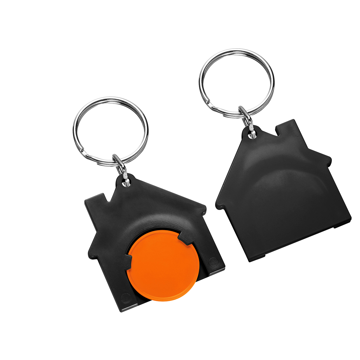 Chiphalter mit 1€-Chip "Haus", Chip orange, Chiphalter schwarz