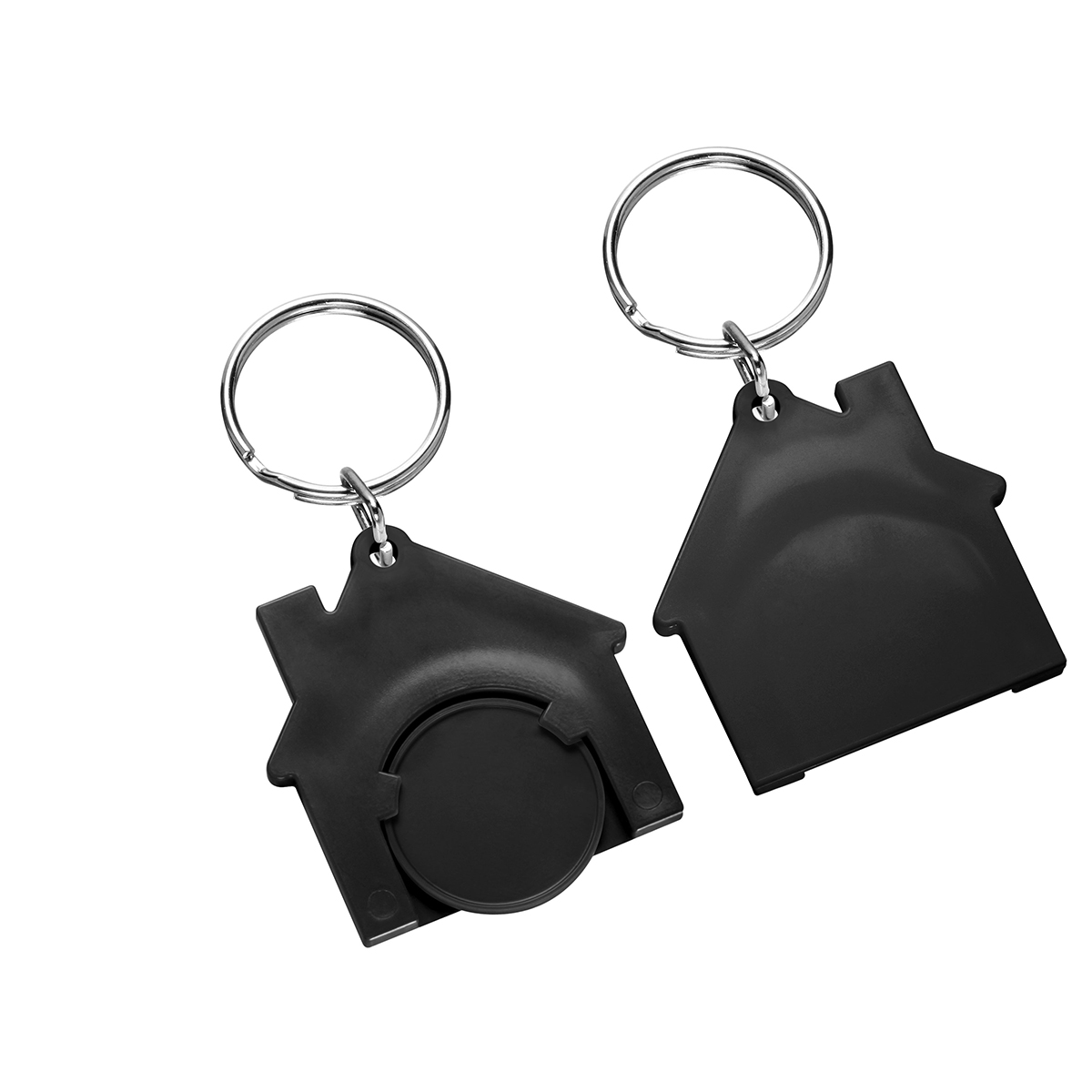 Chiphalter mit 1€-Chip "Haus", Chip schwarz, Chiphalter schwarz