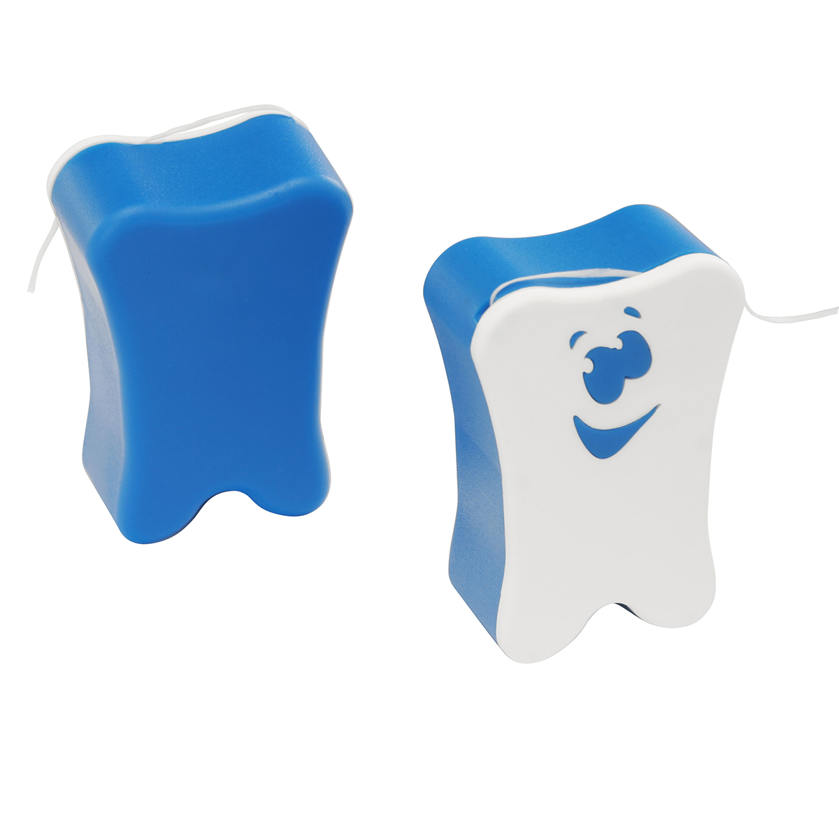 Zahnseide "Gesicht", Vorderseite weiß, Rückseite blau
