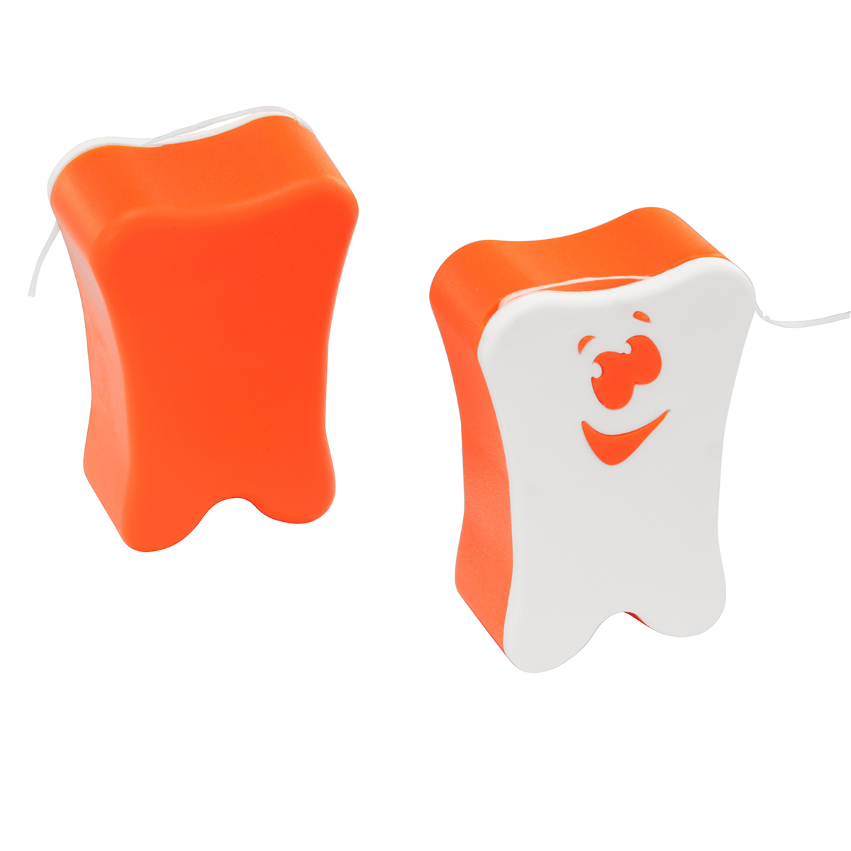 Zahnseide "Gesicht", Vorderseite weiß, Rückseite orange