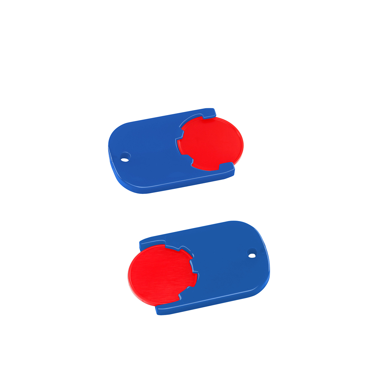 Chiphalter mit 1€-Chip "Gamma", Chip rot, Chiphalter blau
