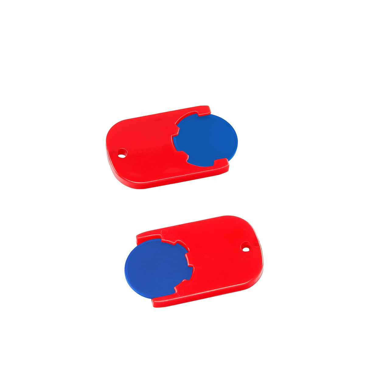 Chiphalter mit 1€-Chip "Gamma", Chip blau, Chiphalter rot