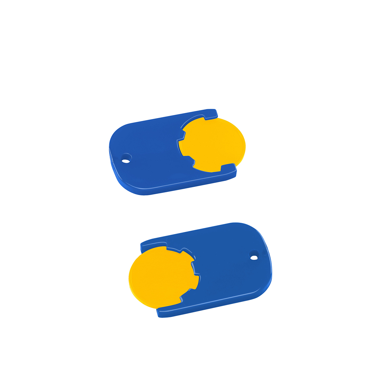 Chiphalter mit 1€-Chip "Gamma", Chip gelb, Chiphalter blau