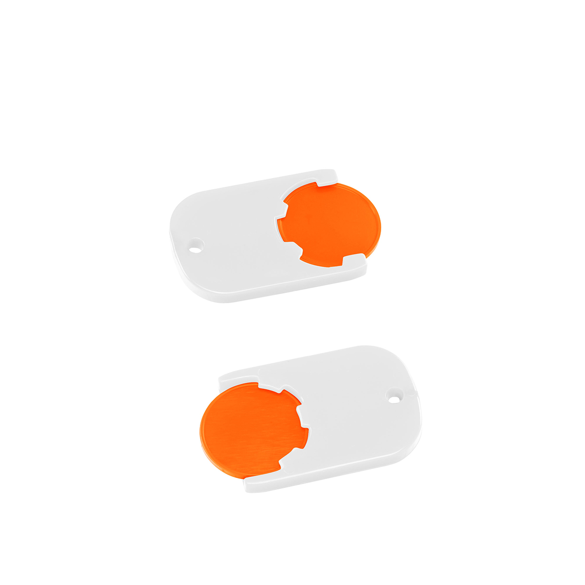 Chiphalter mit 1€-Chip "Gamma", Chip orange, Chiphalter weiß