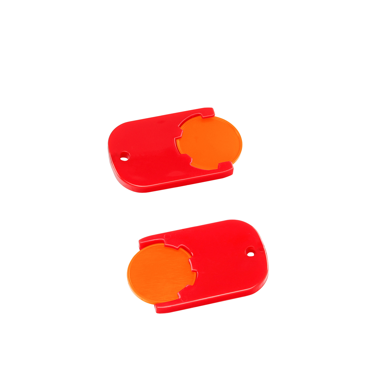 Chiphalter mit 1€-Chip "Gamma", Chip orange, Chiphalter rot
