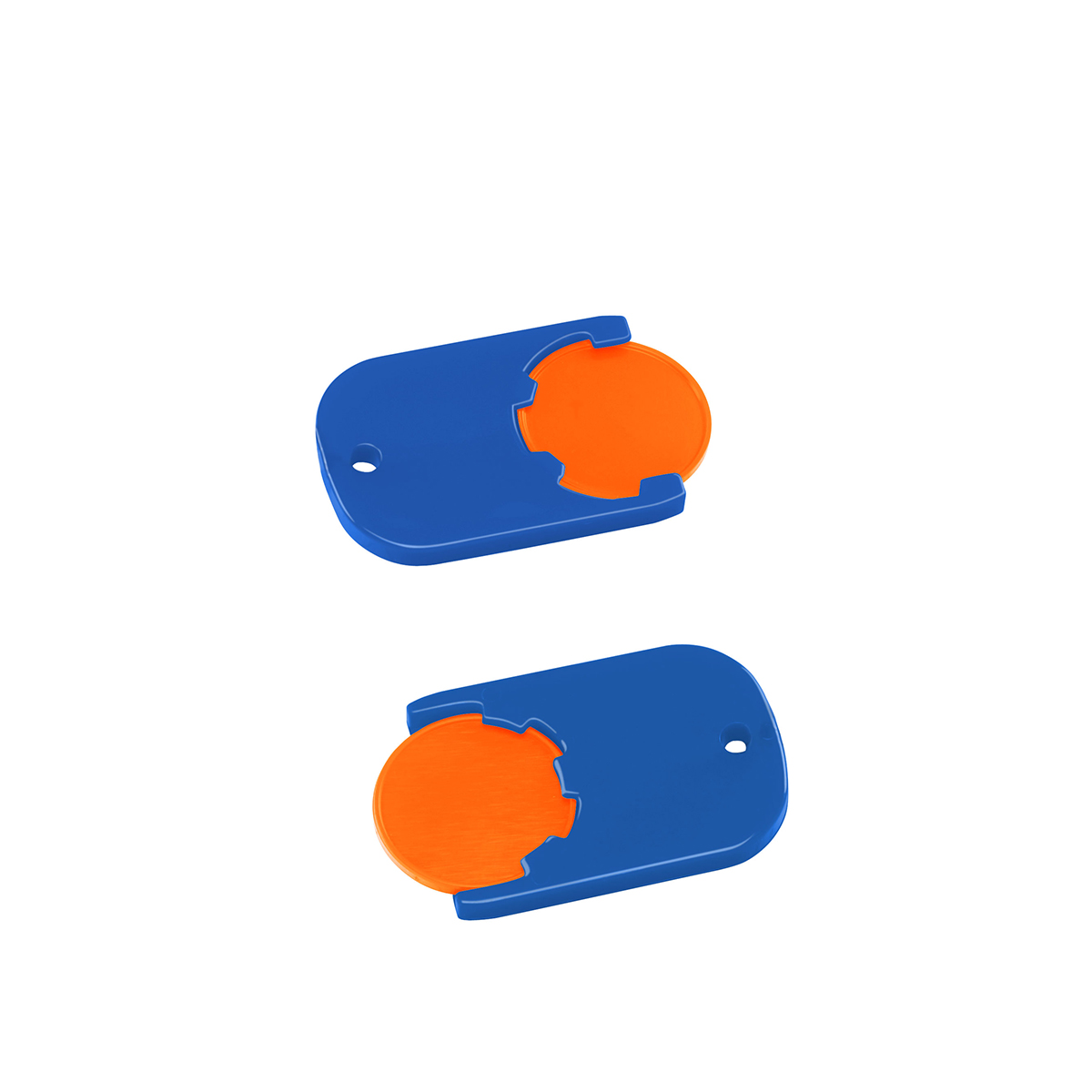 Chiphalter mit 1€-Chip "Gamma", Chip orange, Chiphalter blau