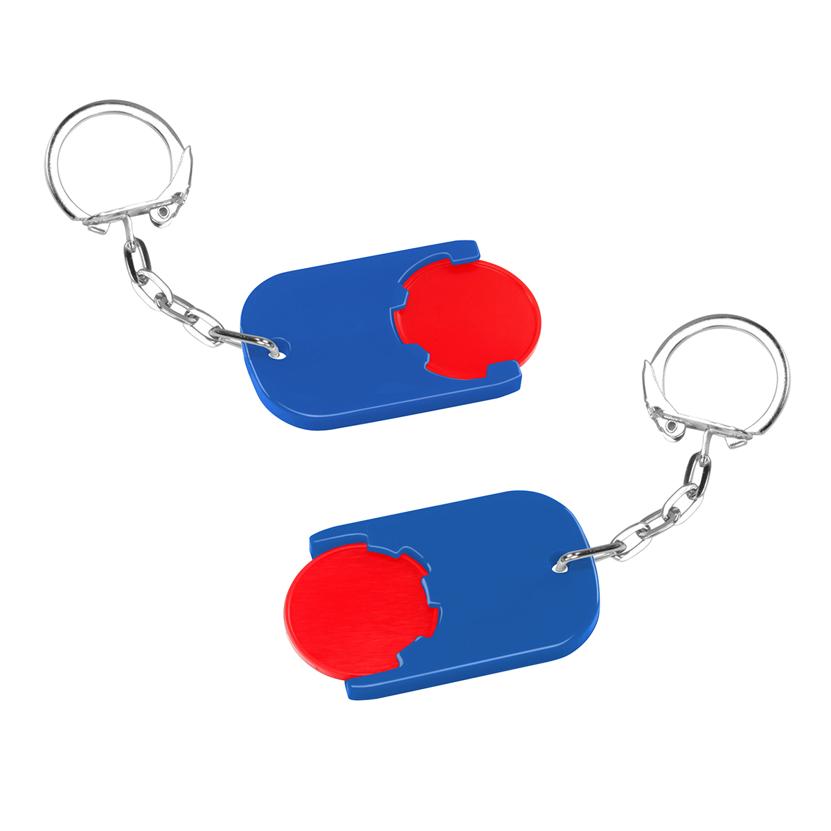 Chiphalter mit 1€-Chip "Gamma", Chip rot, Chiphalter blau