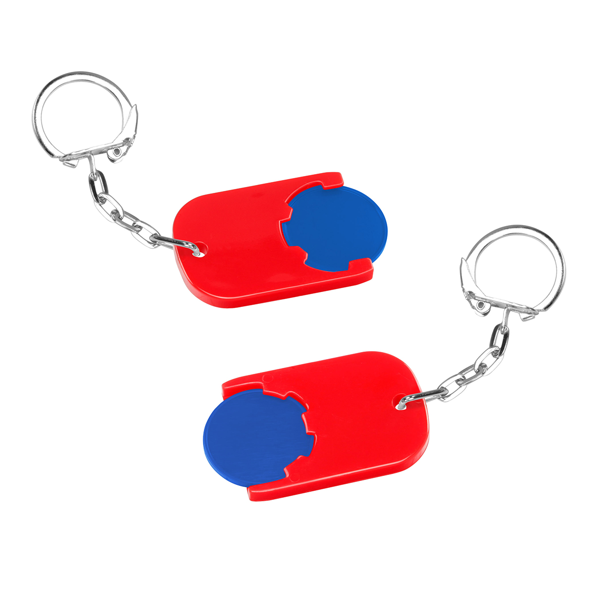 Chiphalter mit 1€-Chip "Gamma", Chip blau, Chiphalter rot