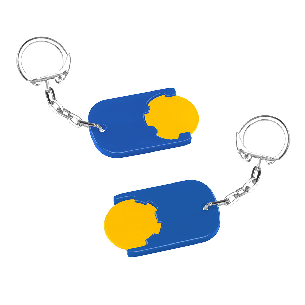 Chiphalter mit 1€-Chip "Gamma", Chip gelb, Chiphalter blau