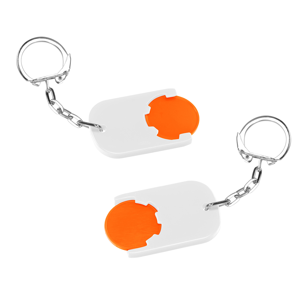 Chiphalter mit 1€-Chip "Gamma", Chip orange, Chiphalter weiß