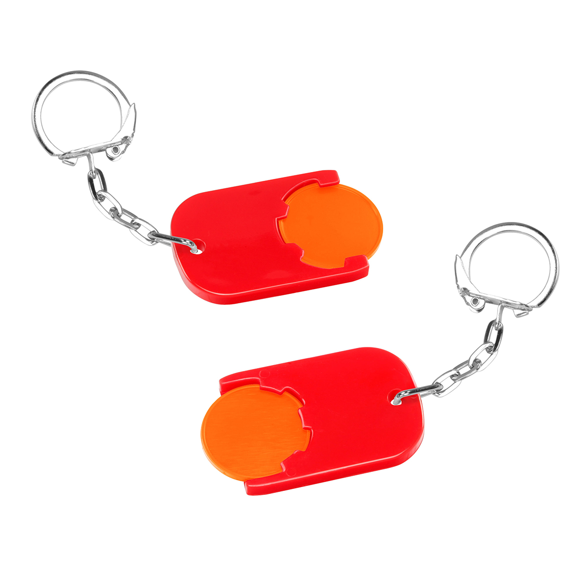 Chiphalter mit 1€-Chip "Gamma", Chip orange, Chiphalter rot