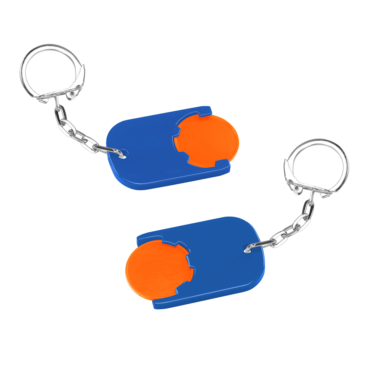 Chiphalter mit 1€-Chip "Gamma", Chip orange, Chiphalter blau