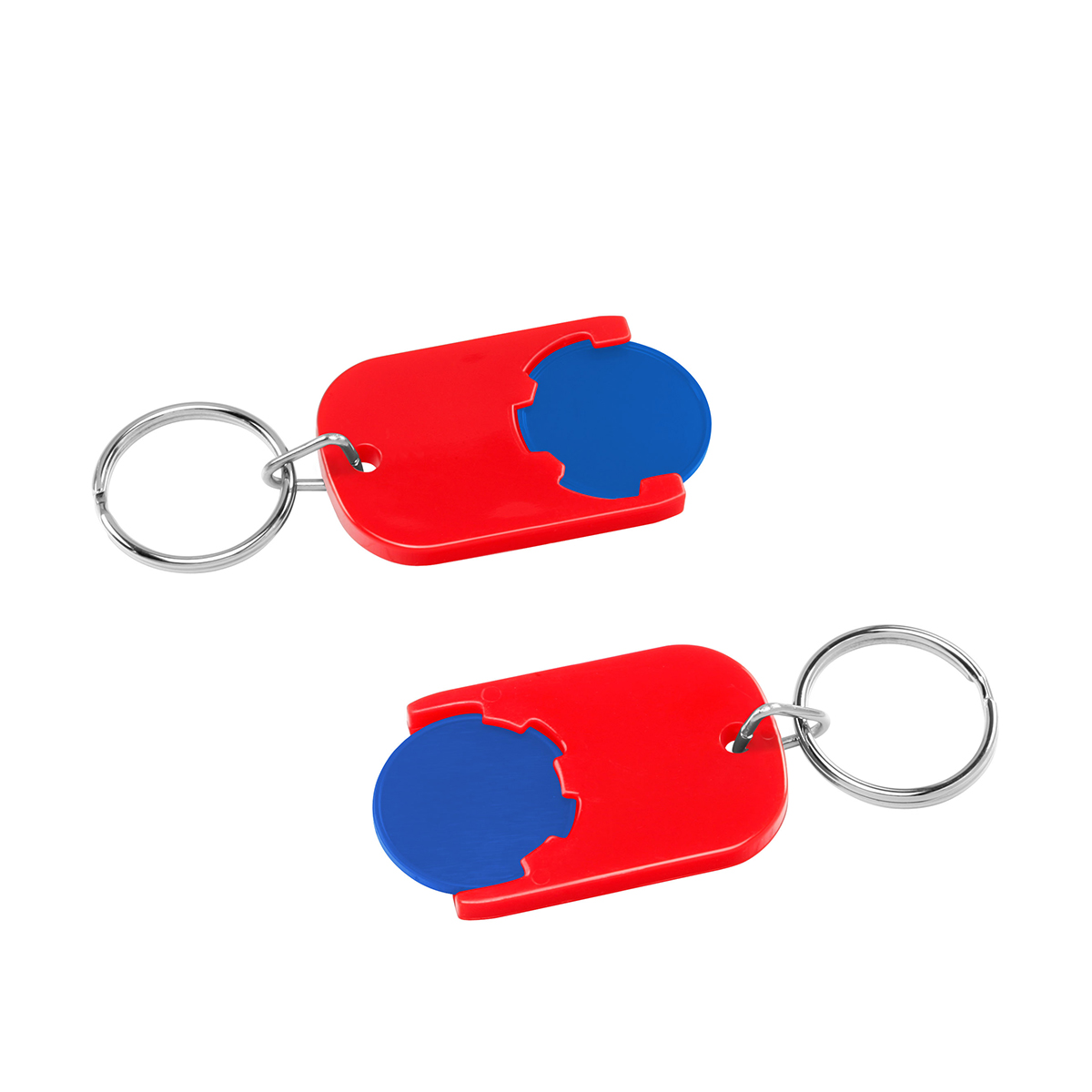 Chiphalter mit 1€-Chip "Gamma", Chip blau, Chiphalter rot