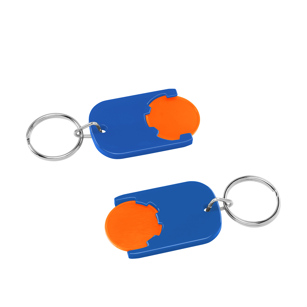Chiphalter mit 1€-Chip "Gamma", Chip orange, Chiphalter blau