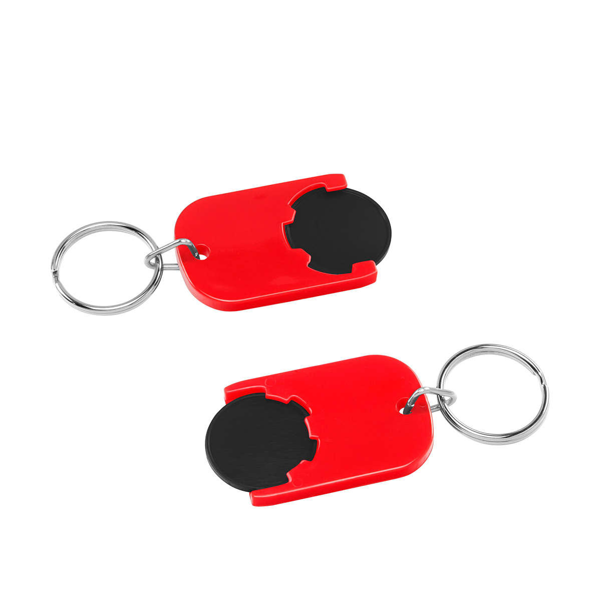 Chiphalter mit 1€-Chip "Gamma", Chip schwarz, Chiphalter rot