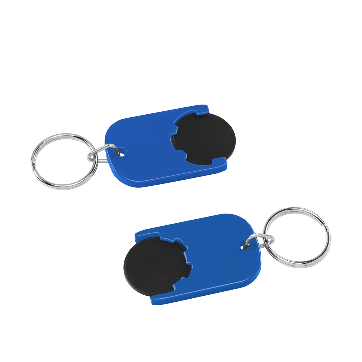 Chiphalter mit 1€-Chip "Gamma", Chip schwarz, Chiphalter blau