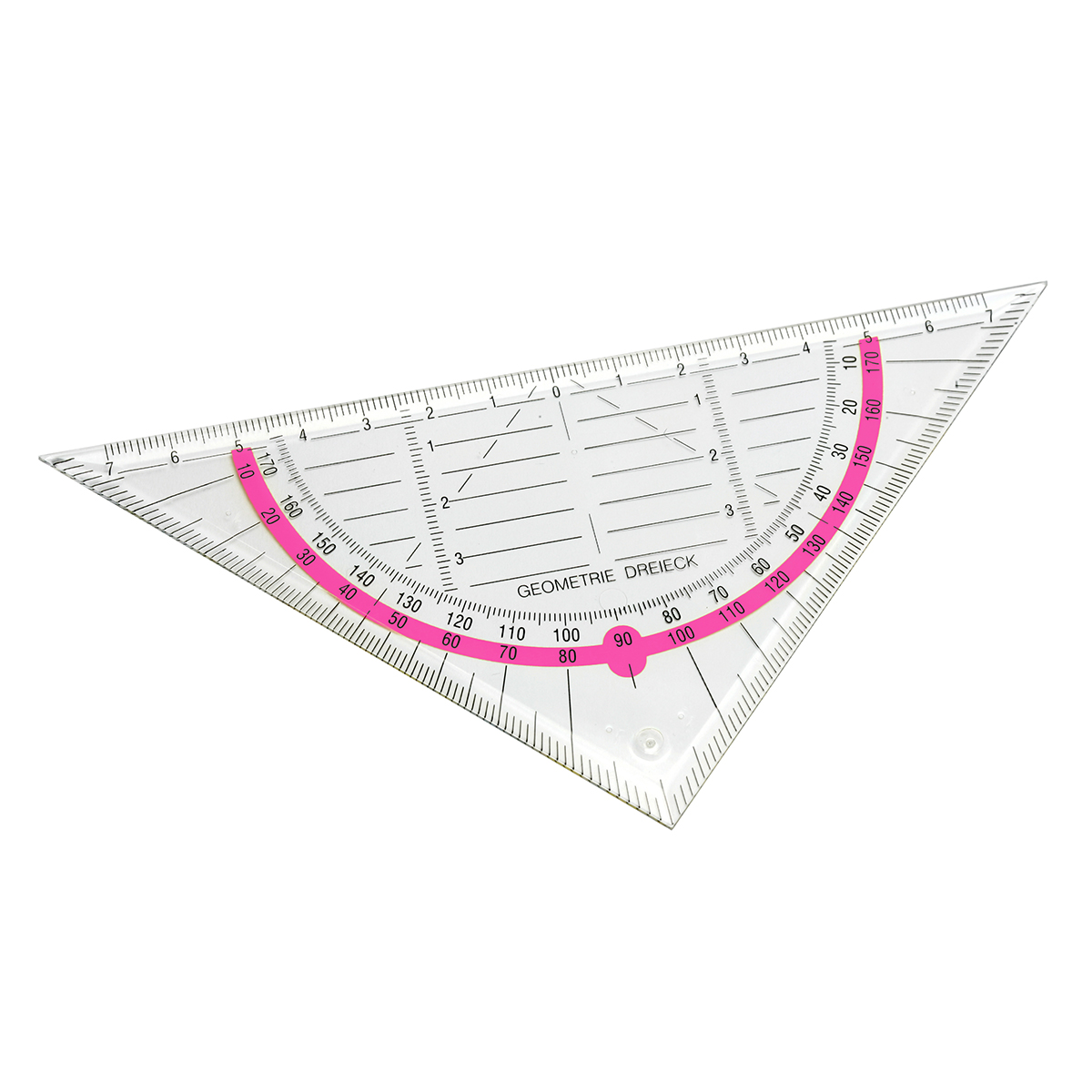 Geodreieck, Grundfarbe transparent, Zusatzfarbe pink