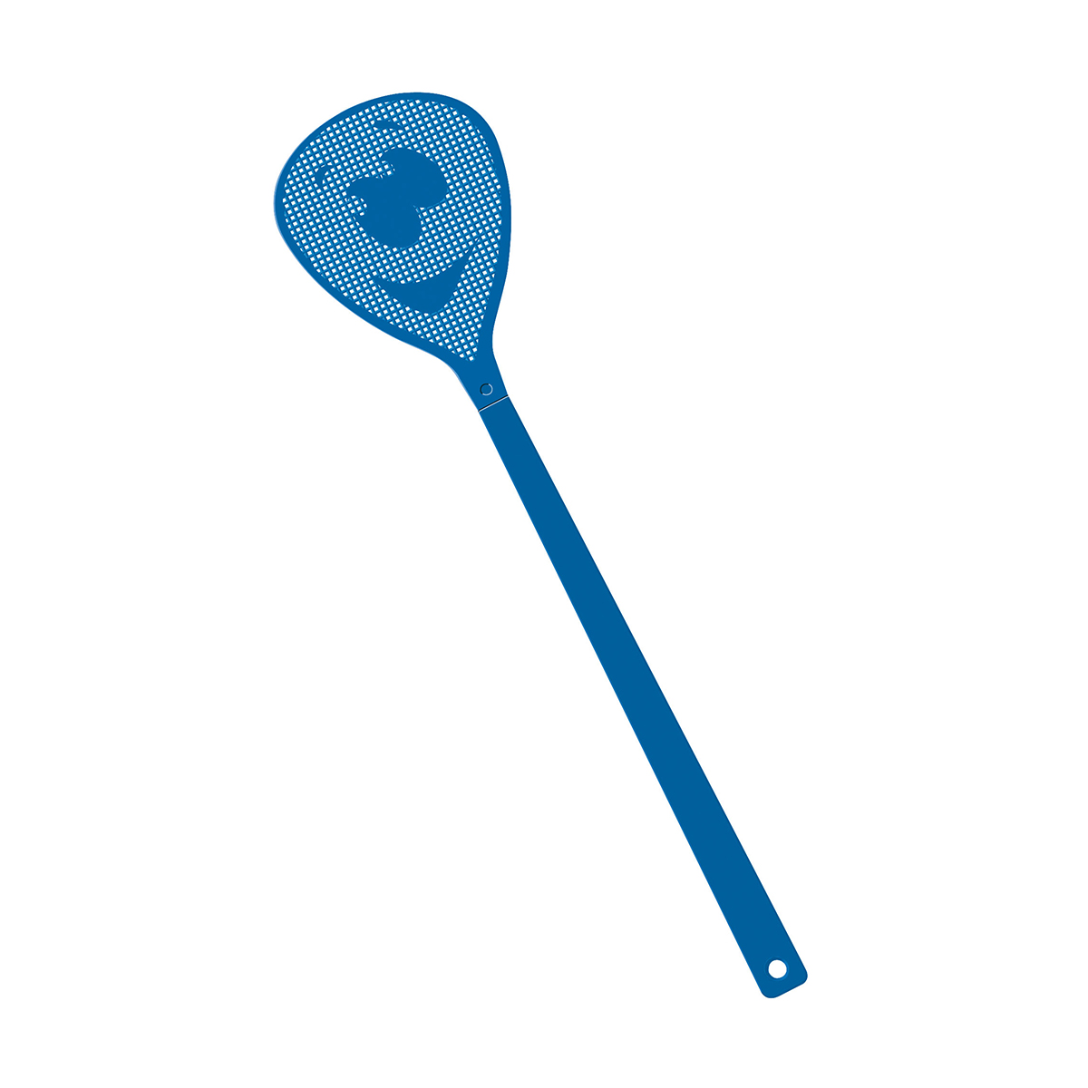 Fliegenklatsche "Gesicht", Griff blau, Klatsche blau