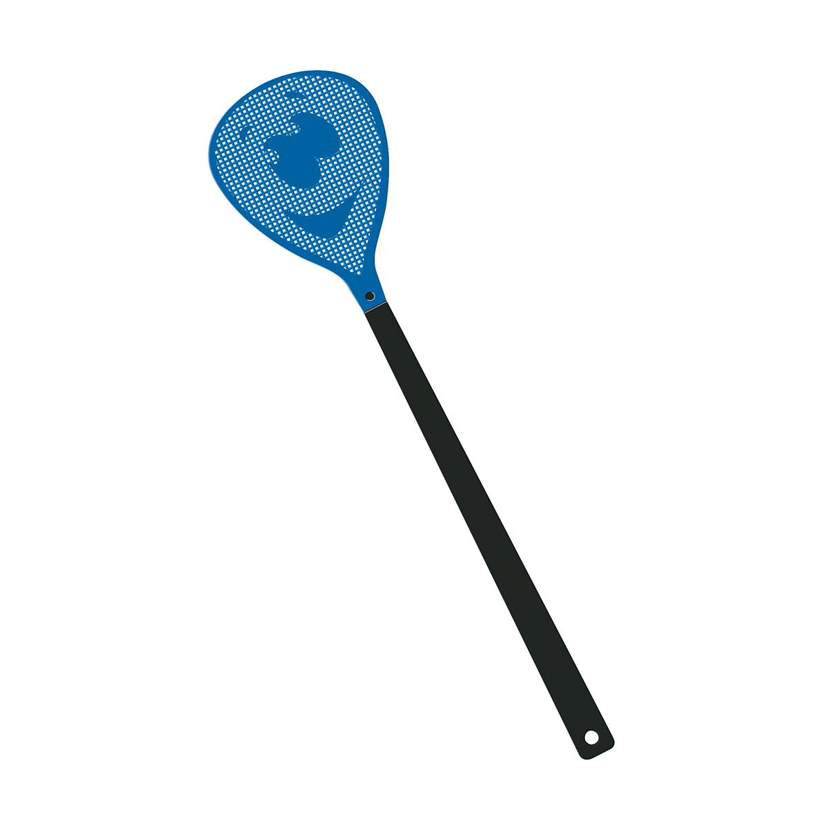 Fliegenklatsche "Gesicht", Griff schwarz, Klatsche blau