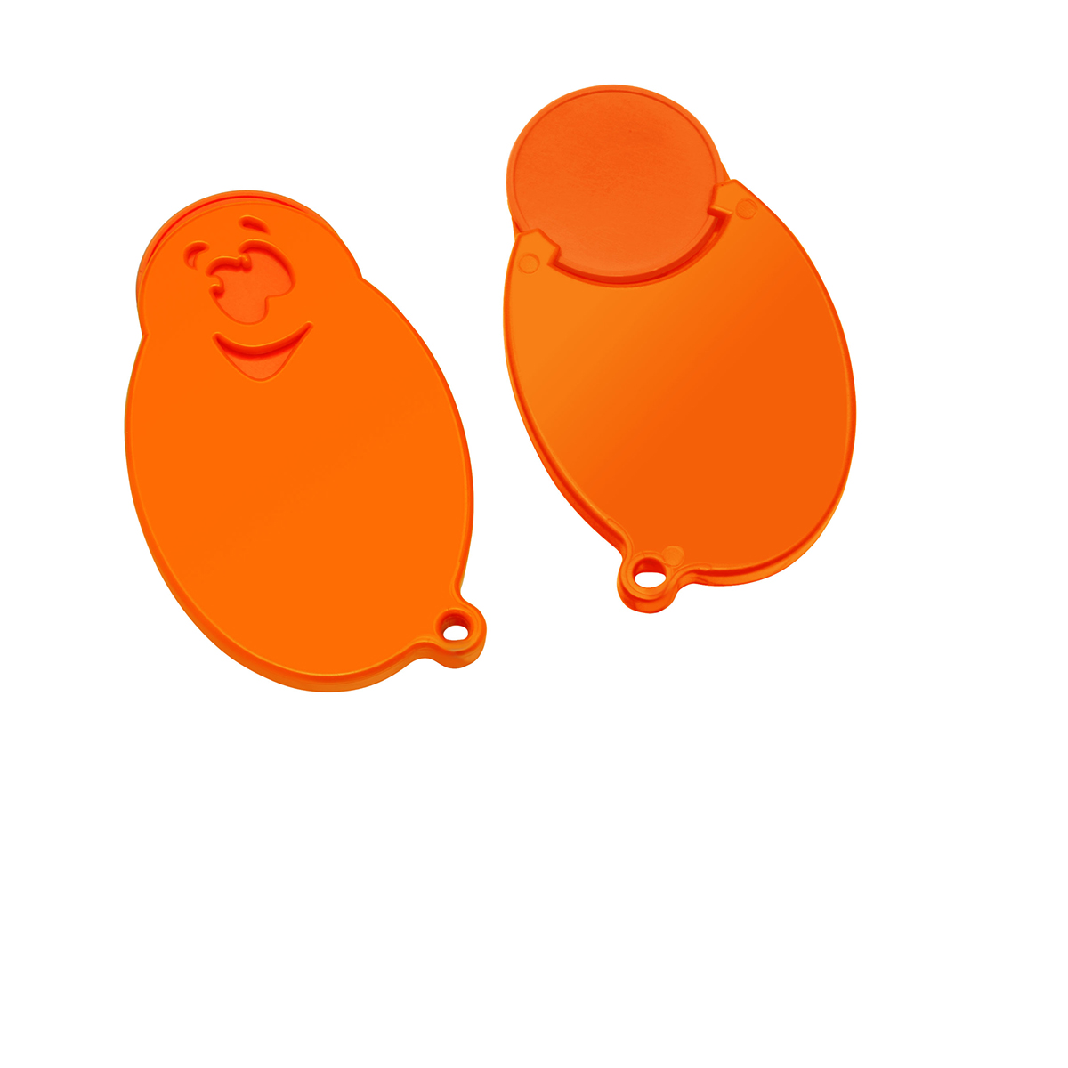 Chiphalter mit 1€-Chip "Gesicht", Chip orange, Chiphalter orange